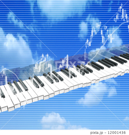 ピアノの鍵盤が演奏と株価分析 12001436