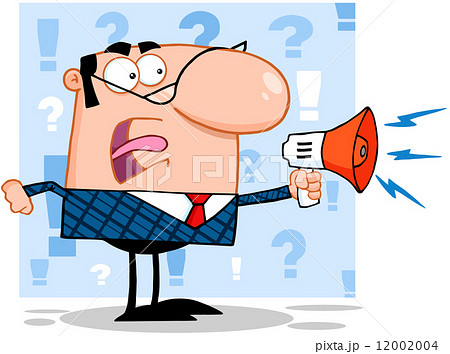 Excited Business Man Speaking Through A Megaphone 12002004