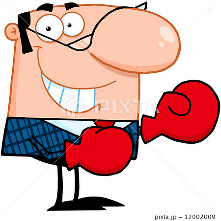 Smiling Business Manager With Boxing Gloves Smiling Business Manager With Boxing Gloves 12002009