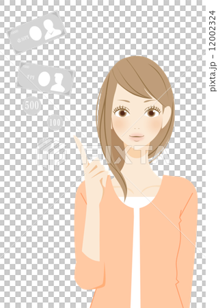 A smiling woman expressing money points 12002324