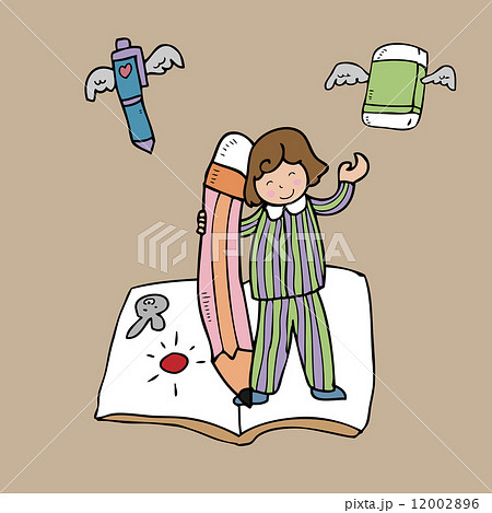 Boy and pencil fantacy world 12002896