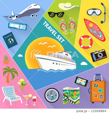 Travel flat icons set 12008864