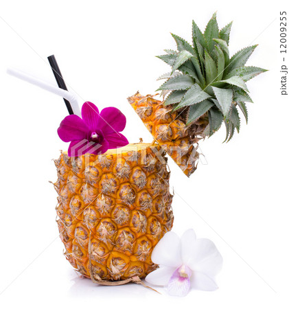 pineapple juice with orchid in fresh fruits 12009255