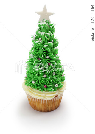 クリスマスツリーカップケーキの写真素材