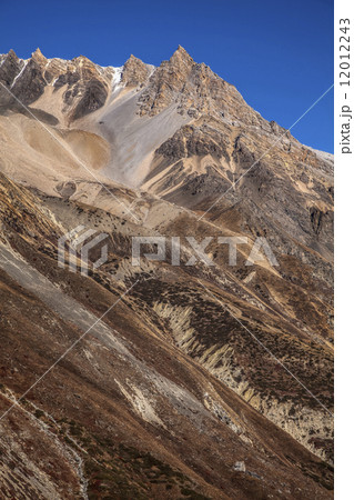 High steep wall in Annapurna region mountains, Himalayas, Nepal. High steep wall in Annapurna region mountains, Himalayas, Nepal. 12012243
