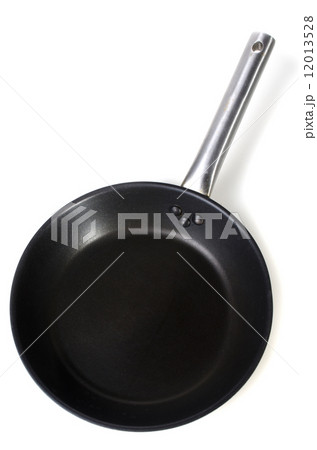 black frying pan on white background 12013528