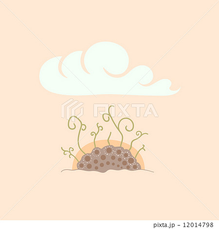 Green sprouts in soil under sky sunrise 12014798