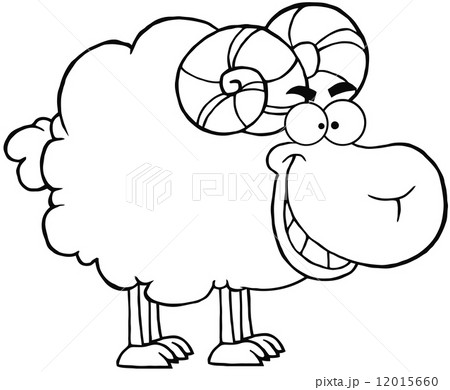 Outlined Happy Ram Cartoon Character Outlined Happy Ram Cartoon Character 12015660