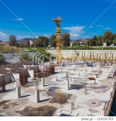 Construction site. Building foundation. 12016783