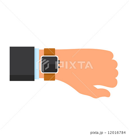 Arm with a Smartwatch in Flat Design Style. Vector 12016784