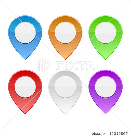 Set of Color Map Pointers on White Background. Vector 12016867