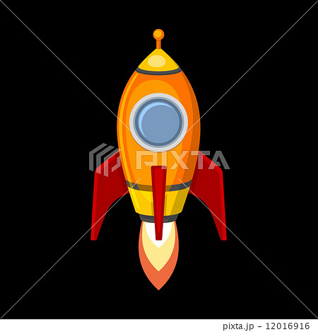 Comic Rocket Ship in Cartoon Style. Isolated on Black. Vector Comic Rocket Ship in Cartoon Style. Isolated on Black. Vector 12016916