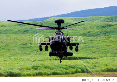 アパッチ　AH-64D　（ 攻撃ヘリコプター ）　着陸　2015年 富士総合火力演習 12018917