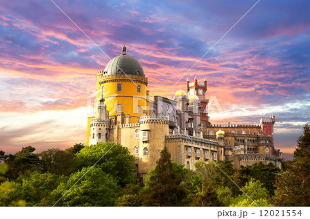 Fairy Palace against sunset sky - Sintra, Portugal, Europe Fairy Palace against sunset sky - Sintra, Portugal, Europe 12021554
