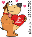 Fat Dog Holding Up A Red Heart With Text 12021730