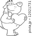 Outlined Fat Dog Holding Up A Heart 12021731