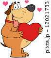 Fat Dog Holding Up A Red Heart 12021733