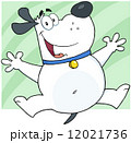 White Fat Dog Cartoon Character Jumping 12021736