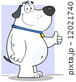 White Fat Dog Cartoon Character Showing Thumbs Up 12021740