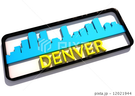 Denver USA logo with the base colors of the flag of the city on white 3D design 12021944