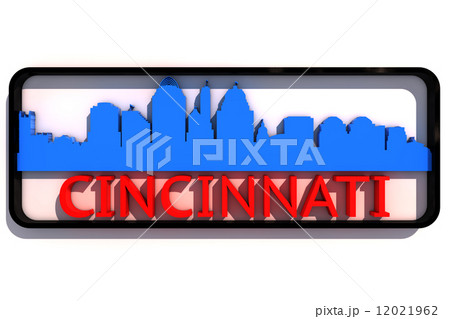 Cincinnati USA logo with the base colors of the flag of the city on white 3D design 12021962