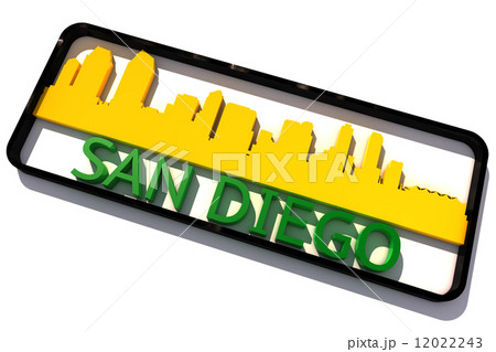 San Diego USA logo with the base colors of the flag of the city on white 3D design 12022243