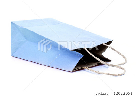 Blue paper bag on white background Blue paper bag on white background 12022951