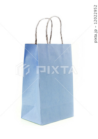 Blue paper bag on white background Blue paper bag on white background 12022952