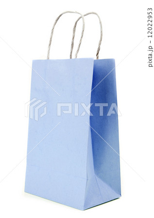 Blue Paper bag on white background 12022953