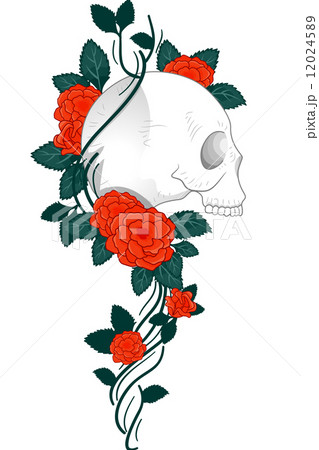 Skull Tattoo Rosesのイラスト素材 1245