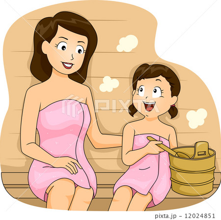 Mom and Daughter Sauna - Stock Illustration [12024851] - PIXTA