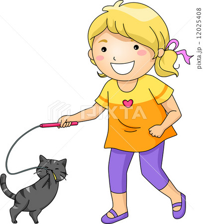 Girl Playing with Cat 12025408
