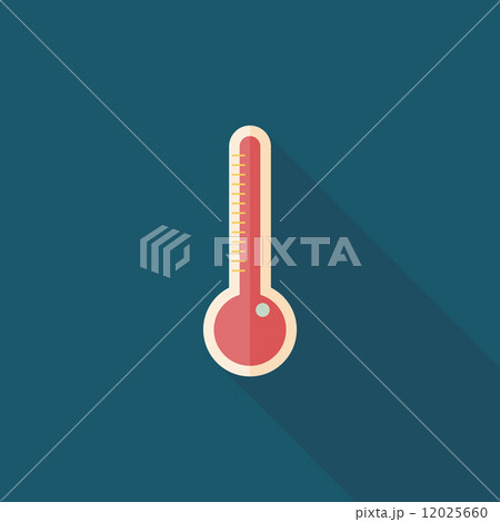 thermometer flat icon with long shadow 12025660