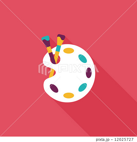 Art palette with paint brush flat icon with long shadow,eps 10 12025727