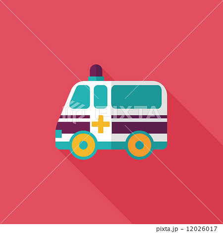 ambulance car flat icon with long shadow 12026017