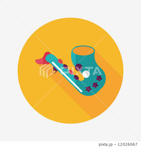 saxophone flat icon with long shadow,eps10 12026067