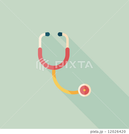 stethoscope flat icon with long shadow 12026420