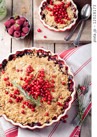 Cranberry, bilberry crumble with rosemary 12028173