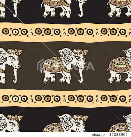 Elephants. Ethnic seamless background. 12028905