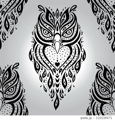 Decorative Owl. Seamless pattern. Decorative Owl. Seamless pattern. 12028971