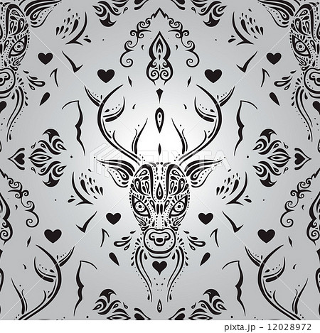 Deer head. Seamless pattern. 12028972
