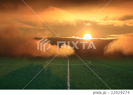 soccer field stadium on the green grass, sunbeam sport game back soccer field stadium on the green grass, sunbeam sport game back 12029274