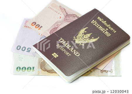 Thailand passport with Thai money 12030043
