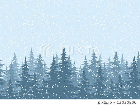 Seamless background, Christmas trees with snow 12030806