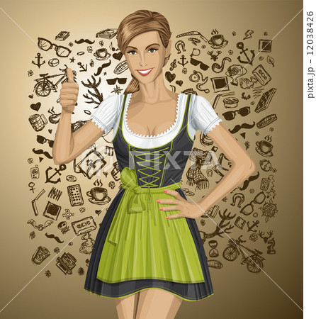 Vector Cute Woman In Drindl On Oktoberfest Vector Cute Woman In Drindl On Oktoberfest 12038426