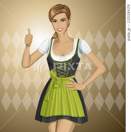 Vector Cute Woman In Drindl On Oktoberfest 12038429