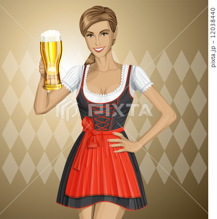 Vector Cute Woman In Drindl On Oktoberfest Vector Cute Woman In Drindl On Oktoberfest 12038440