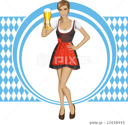 Vector Cute Woman In Drindl On Oktoberfest 12038443