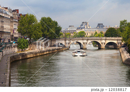 Pont Neuf, oldest bridge across the Seine river in Paris, France 12038817