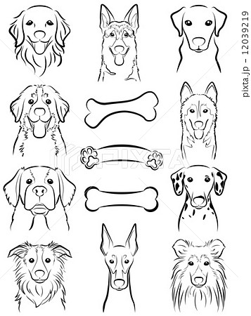 犬 線画のイラスト素材